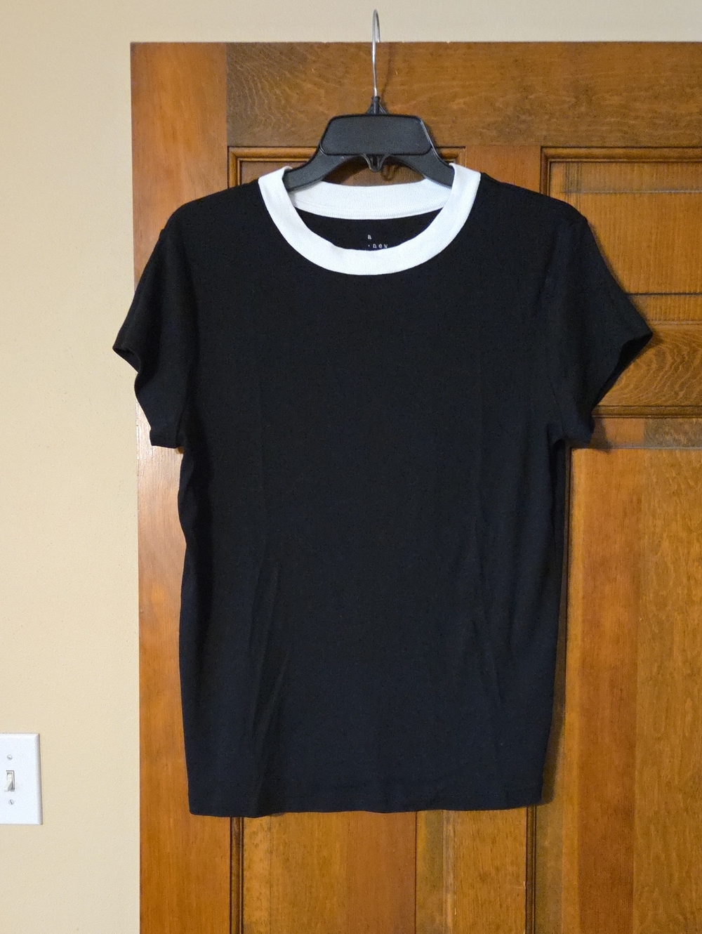 a new day Black Short-Sleeve Ringer Tee with White Collar